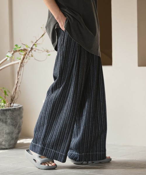 CASPER JOHN（キャスパージョン）の「Belted stripe denim pants
