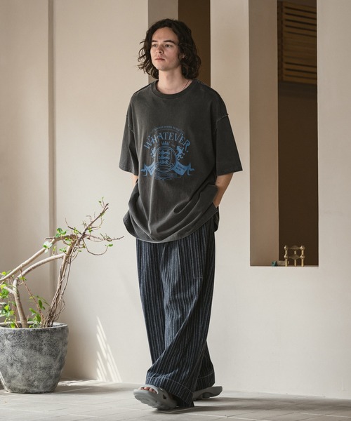 CASPER JOHN（キャスパージョン）の「Belted stripe denim pants