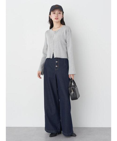 earth music&ecology（アースミュージックアンドエコロジー）の「ボタンフライワイドデニムパンツ（デニムパンツ・レディース・インディゴブルー/ライトインディゴブルー・S/M）」の11枚目の写真