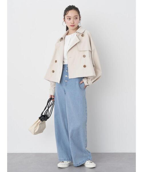 earth music&ecology（アースミュージックアンドエコロジー）の「ボタンフライワイドデニムパンツ（デニムパンツ・レディース・インディゴブルー/ライトインディゴブルー・S/M）」の16枚目の写真