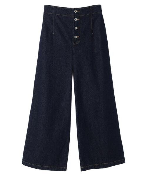 earth music&ecology（アースミュージックアンドエコロジー）の「ボタンフライワイドデニムパンツ（デニムパンツ・レディース・インディゴブルー/ライトインディゴブルー・S/M）」の19枚目の写真