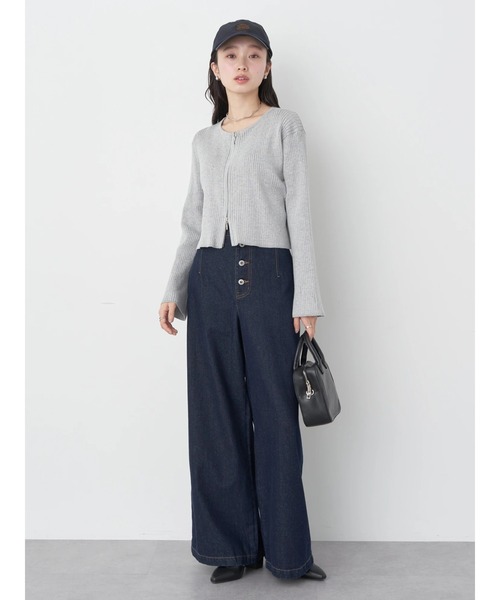 earth music&ecology（アースミュージックアンドエコロジー）の「ボタンフライワイドデニムパンツ（デニムパンツ・レディース・インディゴブルー/ライトインディゴブルー・S/M）」の10枚目の写真