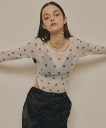 VIOLETTA | モノグラム柄シアーボディスーツ(その他トップス)