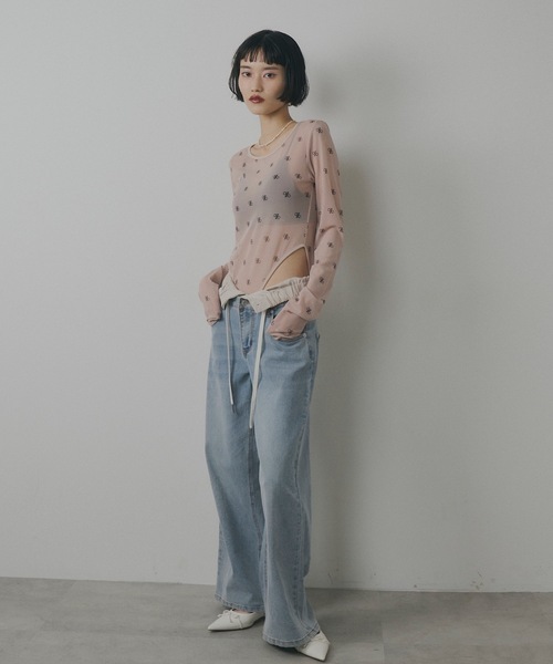 VIOLETTA（ヴィオレッタ）の「モノグラム柄シアーボディスーツ（その他