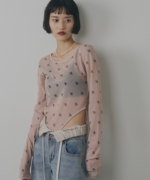 VIOLETTA（ヴィオレッタ）の「モノグラム柄シアーボディスーツ（その他