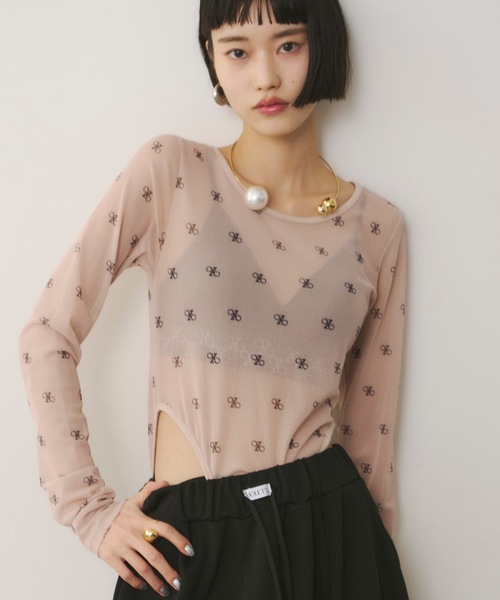 VIOLETTA（ヴィオレッタ）の「モノグラム柄シアーボディスーツ（その他