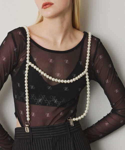 モノグラム柄シアーボディスーツ レディース VIOLETTA（ヴィオレッタ）の「モノグラム柄シアーボディスーツ