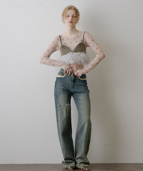 モノグラム柄シアーボディスーツ（その他トップス）｜VIOLETTA