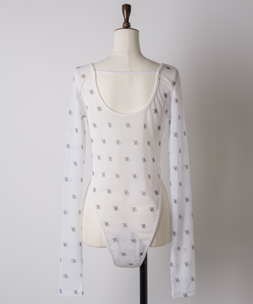 VIOLETTA(ヴィオレッタ)の「モノグラム柄シアーボディスーツ(その他トップス・レディース・ホワイト/ブラック/ベージュ・FREE)」の7枚目の写真