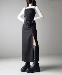 me+em select | ※※【 ３size ／ ３color 】深スリットタックギャザータイトキャミワンピース(ワンピース)