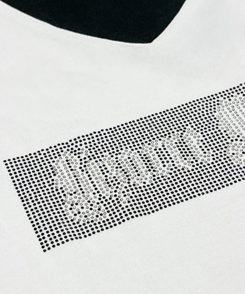 セール】【Bizarre Maiden】rhinestone logo raglan tee