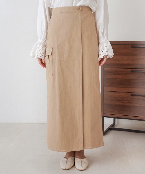 Bab(バブ)の「【S・Mサイズ展開】ラップライクスカート(スカート・レディース・ピンク/ベージュ/アイボリー・M/S)」の6枚目の写真