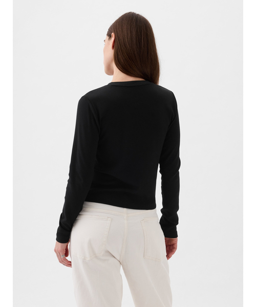 GAP（ギャップ）の「モダン リブ カーディガン シャツ（カーディガン/ボレロ・レディース・ホワイト/ブラック/グレー・XS/S/M/L/XL/XXS）」の5枚目の写真