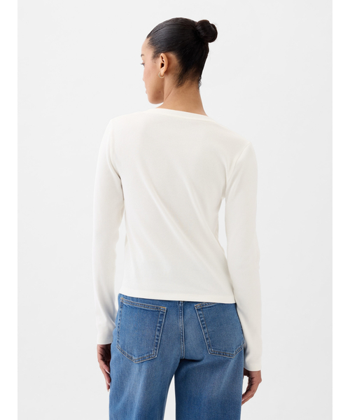 GAP（ギャップ）の「モダン リブ カーディガン シャツ（カーディガン/ボレロ・レディース・ホワイト/ブラック/グレー・XS/S/M/L/XL/XXS）」の6枚目の写真