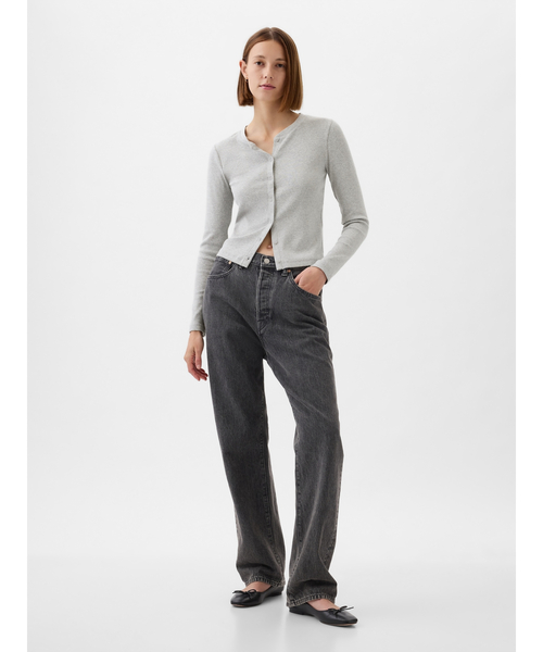 GAP（ギャップ）の「モダン リブ カーディガン シャツ（カーディガン/ボレロ・レディース・ホワイト/ブラック/グレー・XS/S/M/L/XL/XXS）」の7枚目の写真