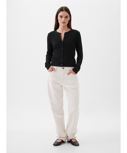 GAP（ギャップ）の「モダン リブ カーディガン シャツ（カーディガン/ボレロ・レディース・ホワイト/ブラック/グレー・XS/S/M/L/XL/XXS）」の8枚目の写真