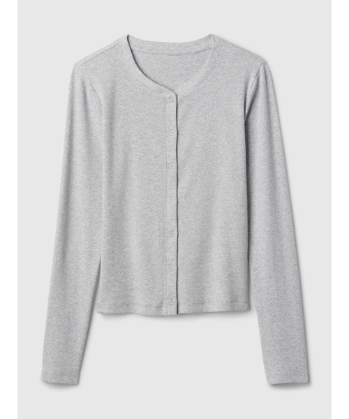 GAP（ギャップ）の「モダン リブ カーディガン シャツ（カーディガン/ボレロ・レディース・ホワイト/ブラック/グレー・XS/S/M/L/XL/XXS）」の10枚目の写真