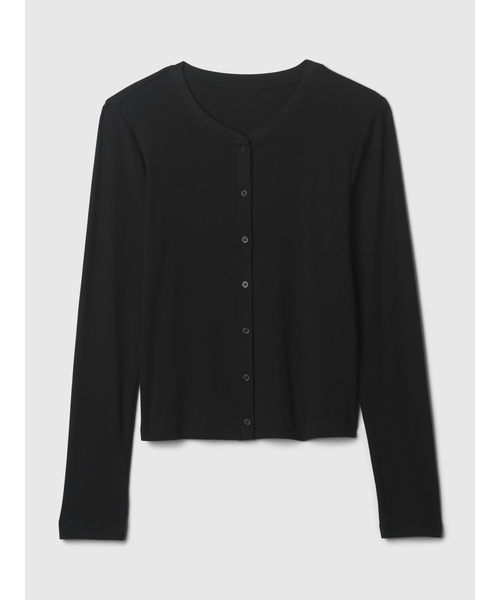 GAP（ギャップ）の「モダン リブ カーディガン シャツ（カーディガン/ボレロ・レディース・ホワイト/ブラック/グレー・XS/S/M/L/XL/XXS）」の11枚目の写真