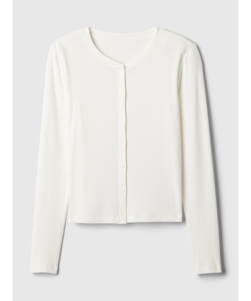 GAP（ギャップ）の「モダン リブ カーディガン シャツ（カーディガン/ボレロ・レディース・ホワイト/ブラック/グレー・XS/S/M/L/XL/XXS）」の12枚目の写真