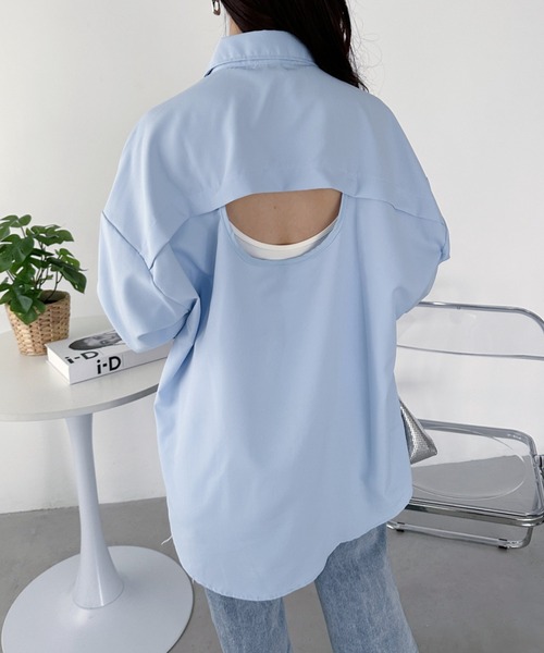 セール】バックオープンオーバーサイズシャツ（シャツ/ブラウス