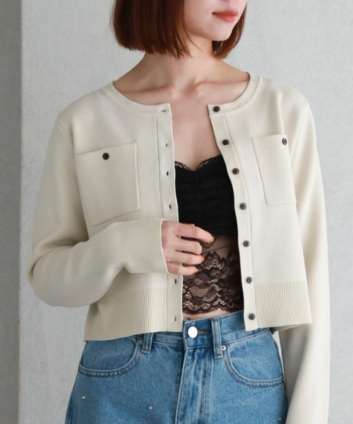 archives(アルシーヴ)の「配色ラインミラノリブニットカーディガン(カーディガン/ボレロ・レディース・ブラック系その他/ブルー/アイボリー/ホワイト×ブラック/ピンク系その他/グリーン系その他・MEDIUM)」の2枚目の写真