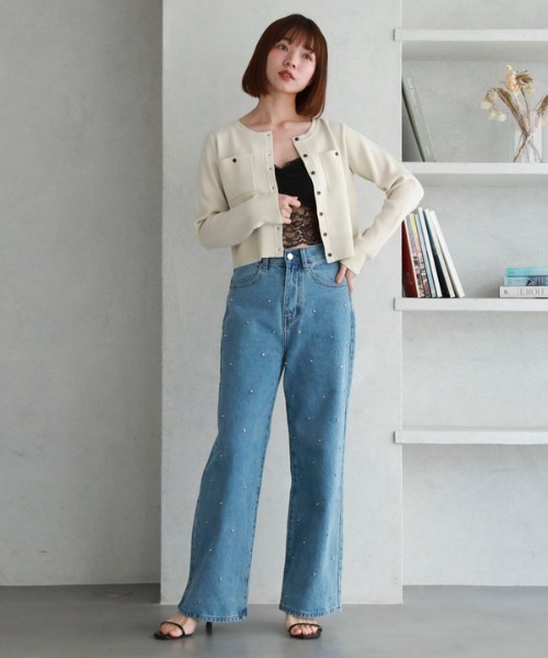 archives(アルシーヴ)の「配色ラインミラノリブニットカーディガン(カーディガン/ボレロ・レディース・ブラック系その他/ブルー/アイボリー/ホワイト×ブラック/ピンク系その他/グリーン系その他・MEDIUM)」の9枚目の写真