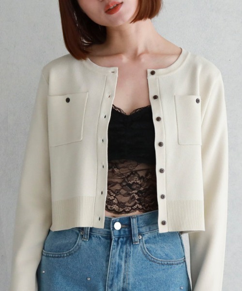 archives(アルシーヴ)の「配色ラインミラノリブニットカーディガン(カーディガン/ボレロ・レディース・ブラック系その他/ブルー/アイボリー/ホワイト×ブラック/ピンク系その他/グリーン系その他・MEDIUM)」の7枚目の写真