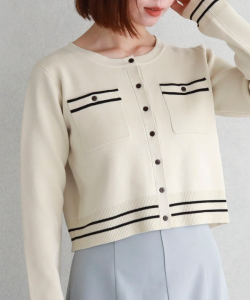 archives(アルシーヴ)の「配色ラインミラノリブニットカーディガン(カーディガン/ボレロ・レディース・ブラック系その他/ブルー/アイボリー/ホワイト×ブラック/ピンク系その他/グリーン系その他・MEDIUM)」の10枚目の写真