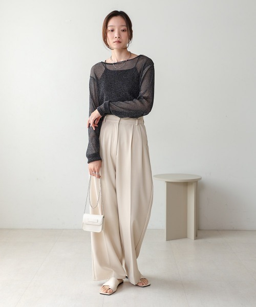 Bab(バブ)の「ラメシアーカットソー(Tシャツ/カットソー・レディース・アイボリー/ベージュ/ライトグレー/ブラック・FREE)」の6枚目の写真