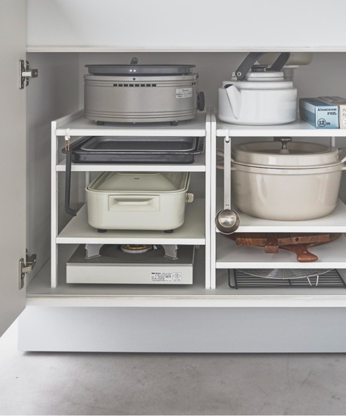 tower（タワー）の「tower(タワー) 高さ調節シンク下ラック（キッチン収納・レディース・ホワイト・ONE SIZE）」の4枚目の写真