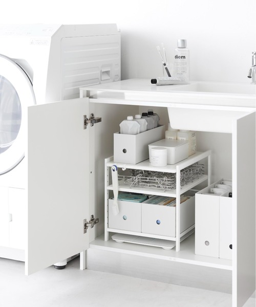 tower（タワー）の「tower(タワー) 高さ調節シンク下ラック（キッチン収納・レディース・ホワイト・ONE SIZE）」の10枚目の写真