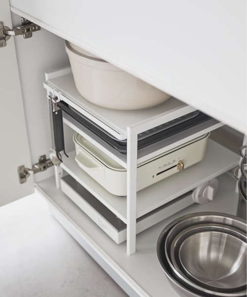 tower（タワー）の「tower(タワー) 高さ調節シンク下ラック（キッチン収納・レディース・ホワイト・ONE SIZE）」の7枚目の写真