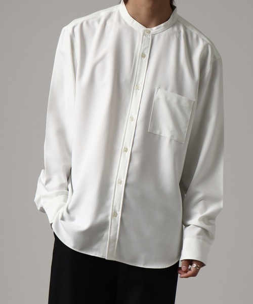 美品✨ベイジ 23年モデル シルク100% バンドカラーブラウス シャツ 4 シルク 100% ブラウス トップス 送料無料 長袖 レディース
