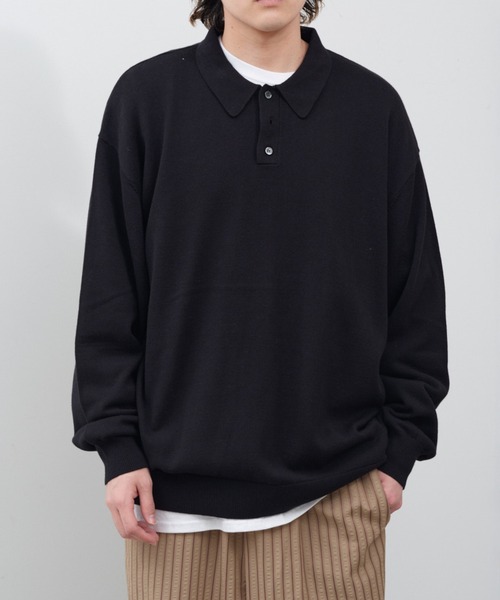 WHIMSIC(ウィムジック)の「【UNISEX】ファインニットポロシャツ(ポロシャツ・メンズ・チャコールグレー/レッド/グリーン/ブラック・FREE)」の2枚目の写真