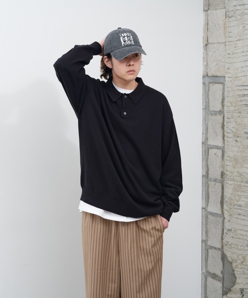 WHIMSIC(ウィムジック)の「【UNISEX】ファインニットポロシャツ(ポロシャツ・メンズ・チャコールグレー/レッド/グリーン/ブラック・FREE)」の12枚目の写真