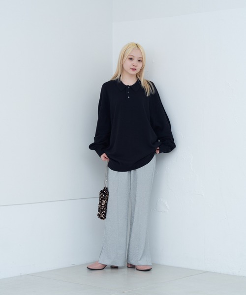 WHIMSIC(ウィムジック)の「【UNISEX】ファインニットポロシャツ(ポロシャツ・メンズ・チャコールグレー/レッド/グリーン/ブラック・FREE)」の7枚目の写真