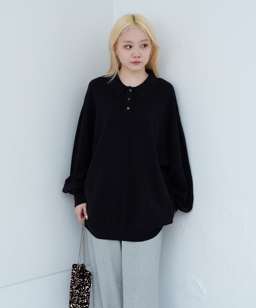 WHIMSIC(ウィムジック)の「【UNISEX】ファインニットポロシャツ(ポロシャツ・メンズ・チャコールグレー/レッド/グリーン/ブラック・FREE)」の9枚目の写真