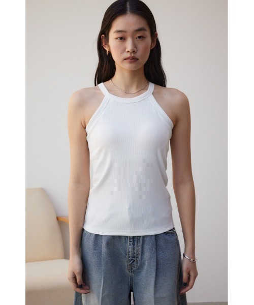 AZUL by moussy(アズールバイマウジー)の「ベーシックカップ付ホルターネックタンクトップ(タンクトップ・レディース・アイボリー/ブラック・M/L/S/M)」の6枚目の写真