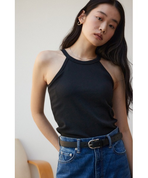AZUL by moussy(アズールバイマウジー)の「ベーシックカップ付ホルターネックタンクトップ(タンクトップ・レディース・アイボリー/ブラック・M/L/S/M)」の14枚目の写真