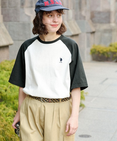 U.S. POLO ASSN. 別注 ワンポイント刺繍 ラグランTシャツ MONO