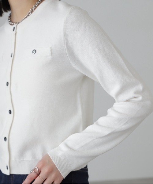 FREE'S MART（フリーズマート）の「コンパクトボーダーニットカーディガン（カーディガン/ボレロ・レディース・グレー系その他/オフホワイト/ピンク・FREE）」の12枚目の写真