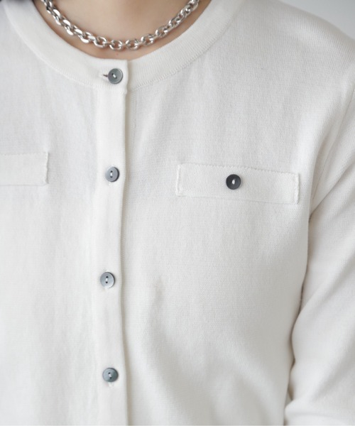 FREE'S MART（フリーズマート）の「コンパクトボーダーニットカーディガン（カーディガン/ボレロ・レディース・グレー系その他/オフホワイト/ピンク・FREE）」の13枚目の写真