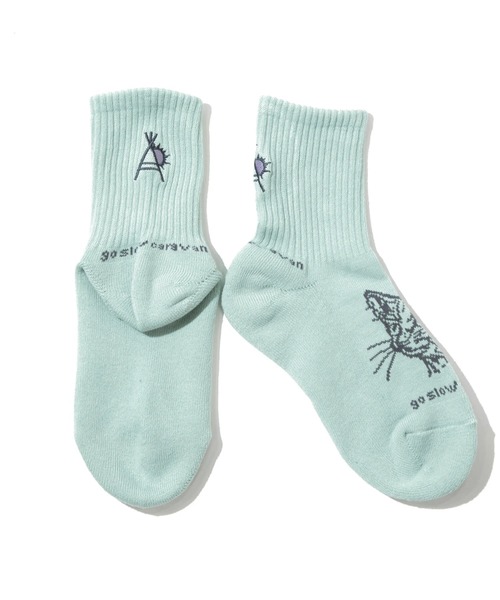 go slow caravan（ゴースローキャラバン）の「パイルジャガード刺繍クウォーターソックス（ソックス/靴下・メンズ・ブラック/ミント/コーラルピンク/ホワイト/バイオレット/ブルー・LARGE/MEDIUM）」の10枚目の写真