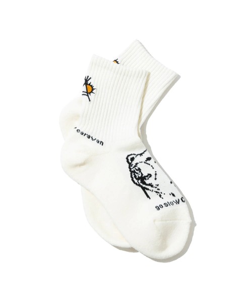 go slow caravan（ゴースローキャラバン）の「パイルジャガード刺繍クウォーターソックス（ソックス/靴下・メンズ・ブラック/ミント/コーラルピンク/ホワイト/バイオレット/ブルー・LARGE/MEDIUM）」の11枚目の写真