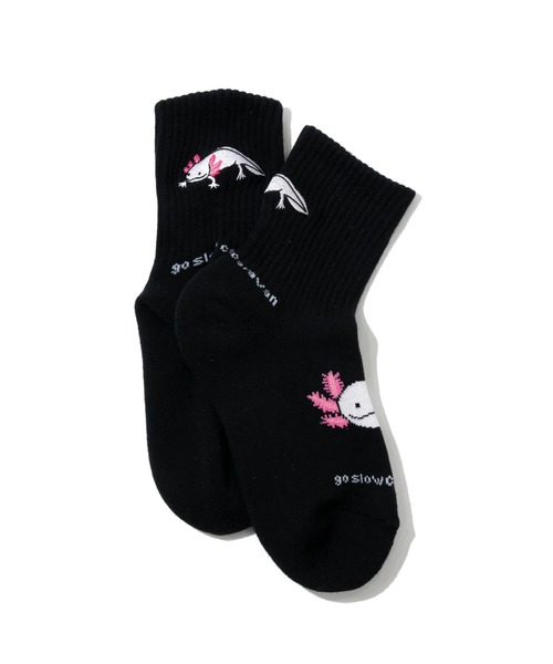go slow caravan（ゴースローキャラバン）の「パイルジャガード刺繍クウォーターソックス（ソックス/靴下・メンズ・ブラック/ミント/コーラルピンク/ホワイト/バイオレット/ブルー・LARGE/MEDIUM）」の17枚目の写真