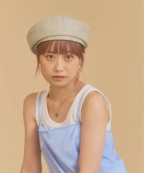 kaorinomori（カオリノモリ）の「kaorinomori ボンボンベレー / カオリノモリ（ハンチング/ベレー帽・レディース・ベージュ/ピンク・M/57.5cm）」の4枚目の写真