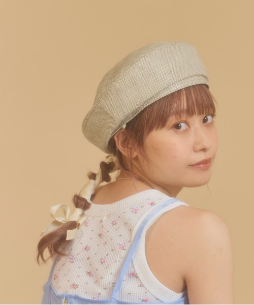 kaorinomori（カオリノモリ）の「kaorinomori ボンボンベレー / カオリノモリ（ハンチング/ベレー帽・レディース・ベージュ/ピンク・M/57.5cm）」の6枚目の写真