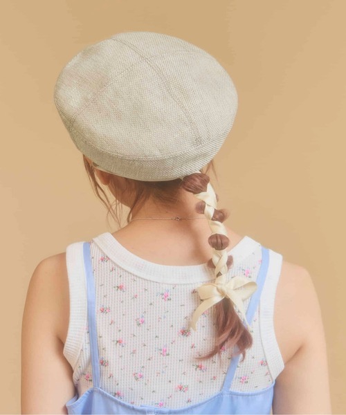 kaorinomori（カオリノモリ）の「kaorinomori ボンボンベレー / カオリノモリ（ハンチング/ベレー帽・レディース・ベージュ/ピンク・M/57.5cm）」の7枚目の写真