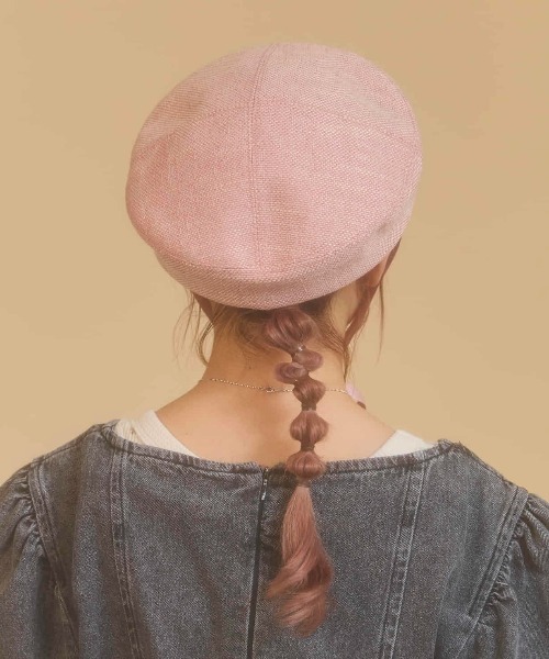 kaorinomori（カオリノモリ）の「kaorinomori ボンボンベレー / カオリノモリ（ハンチング/ベレー帽・レディース・ベージュ/ピンク・M/57.5cm）」の15枚目の写真