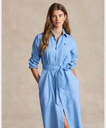 【美品】Ralph Lauren ￼￼リネン アイレット ベルテッド ドレス ラルフローレン リネン アイレット ベルテッド ドレス